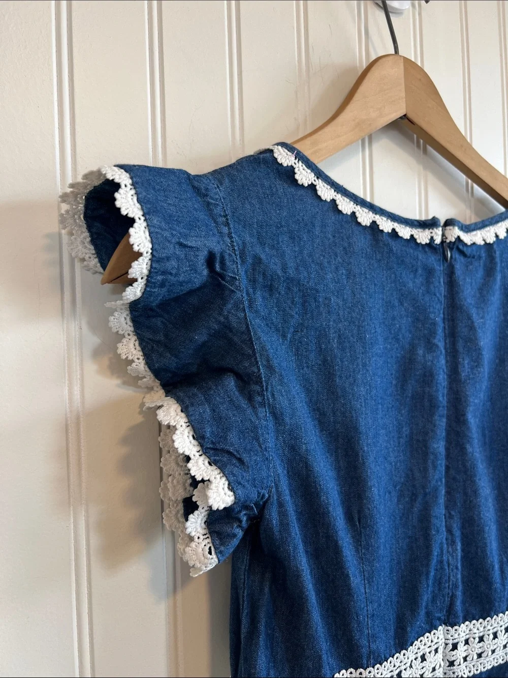 Disney Blue Denim Beauty and the Beast Dress with White Lace Trim
